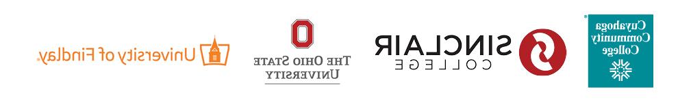 OACAC 2023 host school logos: Cuyahoga Community College, Sinclair College, The Ohio State University, University of Findlay